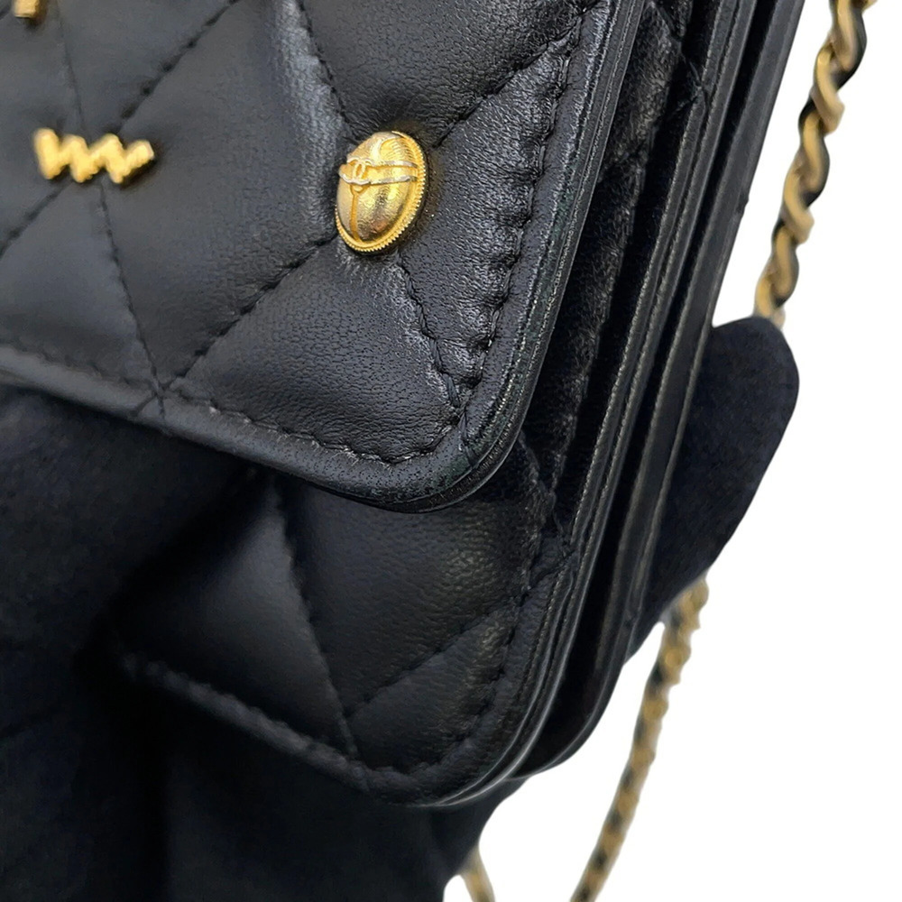 CHANEL Black Lambskin Leather Logo Wallet - Picture 8 of 16
